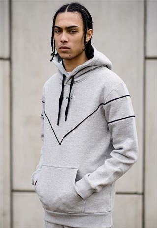 TENNYSON TRACKSUIT HOODIE IN GREY WITH BLACK DETAIL
