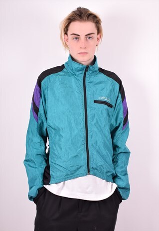 MENS VINTAGE TRACKSUIT TOP JACKET LARGE GREEN 90'S