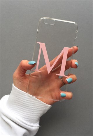 CLEAR AND PINK PERSONALISED LARGE ALPHABET LETTER PHONE CASE