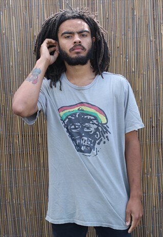RARE QUICKSILVER RASTA RINGSPUN DESIGN T