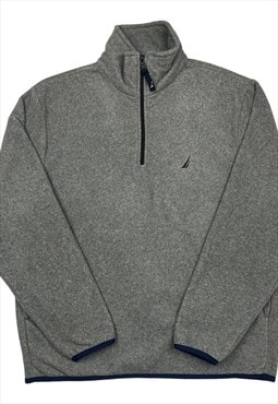 Nautica Vintage Men's Grey 1/4 Zip Fleece Sweater