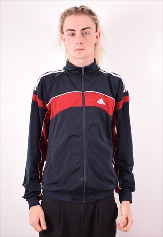 ADIDAS MENS VINTAGE TRACKSUIT TOP JACKET LARGE BLUE 90S