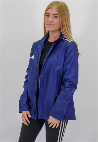 VINTAGE ADIDAS WINDBREAKER JACKET IN BLUE MEDIUM