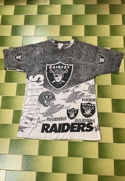 Vintage 90s NFL Oakland Raiders All Over Print T-Shirt L
