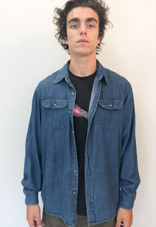 VINTAGE 90'S DENIM SHIRT IN BLUE
