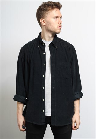 VINTAGE CORDUROY CORD SHIRT BLUE
