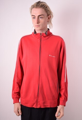 CHAMPION MENS VINTAGE TRACKSUIT TOP JACKET LARGE RED 90S