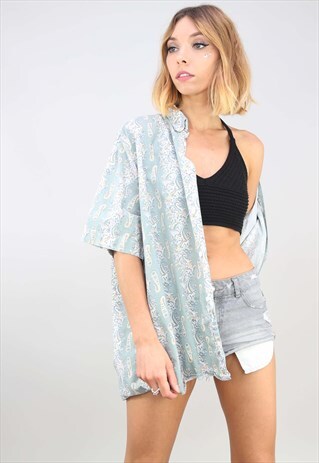 VINTAGE OVERSIZED SHORT SLEEVE PATTERNED SHIRT