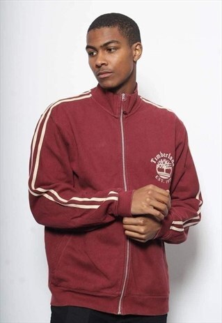 VINTAGE TIMBERLAND LOGO FULL ZIP SWEATSHIRT RED