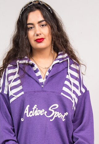 VINTAGE STRIPED QUARTER ZIP SWEATSHIRT