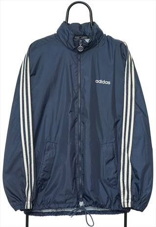 VINTAGE ADIDAS 90S NAVY WINDBREAKER JACKET WOMENS