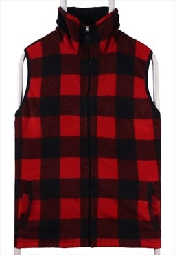 Chaps 90's Check Sleeveless Zip Up Vests XLarge Black