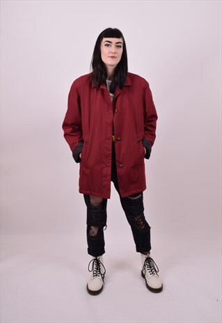 VINTAGE 90'S RED GRANNY PARKA FESTIVAL JACKET 6 10 12 14