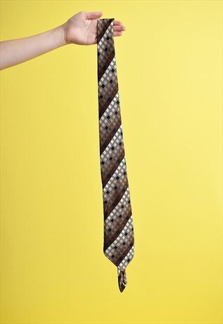 VINTAGE 70'S RETRO MOD CKECKED PATTERN WOVEN TIE