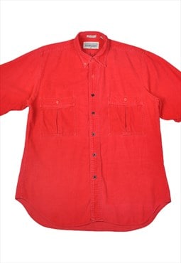 Vintage Corduroy Shirt Short Sleeve Red Medium