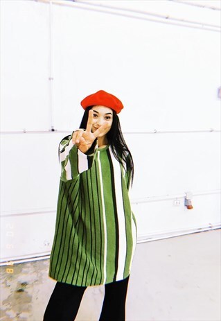 70'S RETRO STRIPED OVERSIZED KNIT FESTIVAL GARM JUMPER TOP