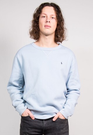 VINTAGE 90'S BABY BLUE RALPH LAUREN POLO SWEATSHIRT JUMPER