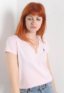 Vintage Polo Ralph Lauren V Neck T-Shirt Pink