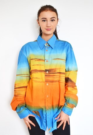 RARE MOSCHINO SUNSET SKY CLOUD PRINT WAVEY SHIRT