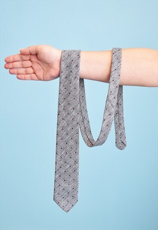 70'S RETRO WOVEN TWEED MOD ABSTRACT PATTERN TIE