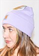 NEW LILAC RIBBED KNIT WIP CARHARTT WOOL LOGO BEANIE HAT