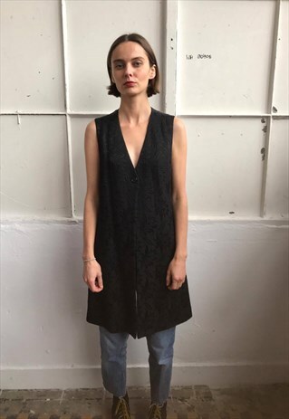 VINTAGE 90' BEAUTIFUL ELEGANT LONG DKNY BLACK VEST