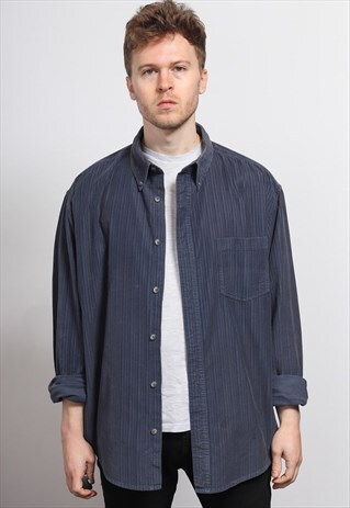 VINTAGE CORDUROY CORD SHIRT BLUE