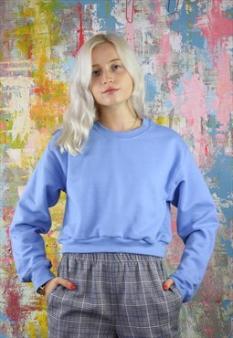 Cropped Sweatshirt in Cornflower Blue