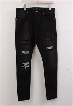 Vintage Men's 90's Dikeyz Black Ripped graphic Jeans