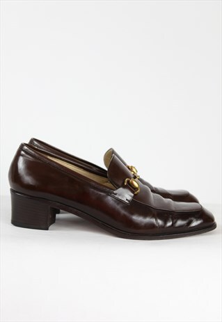 VINTAGE 80'S BUCCI LEATHER SHOES BURGUNDY UK6