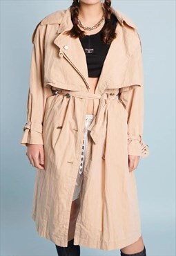 90's retro neutral minimalist cream trench coat