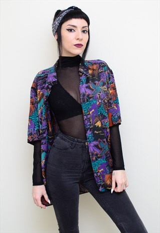 VINTAGE 90'S JAZZY ABSTRACT PATTERNED OVERSIZED SHIRT