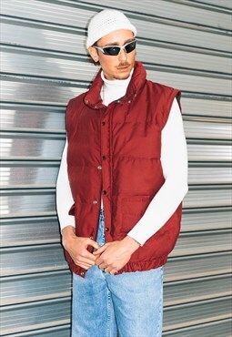 Vintage 90s oversize red marron real down puffer ski jacket