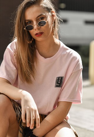 OVERSIZED T-SHIRT IN PINK WITH WAVEY PRINT
