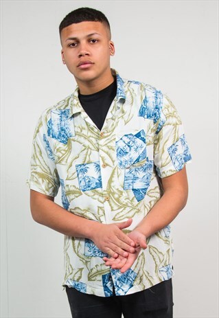VINTAGE HAWAIIAN SHIRT OPEN COLLAR SHORT SLEEVE