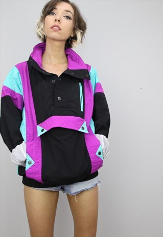 VINTAGE 80S 90S OVERSIZED 1/4 PULL OVER FESTIVAL JACKET