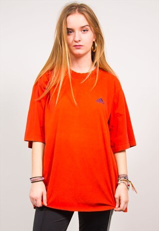 ADIDAS VINTAGE 90'S ORANGE OVERSIZED SPORTS T-SHIRT