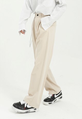 KALODIS SOLID COLOR LOOSE CHAIN CASUAL PANTS