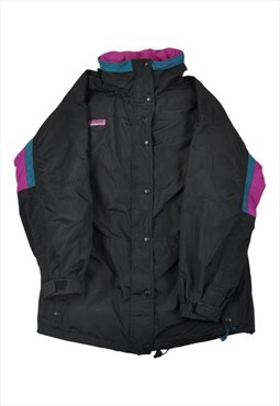 Vintage Columbia Jacket Waterproof Black/Purple Ladies Large