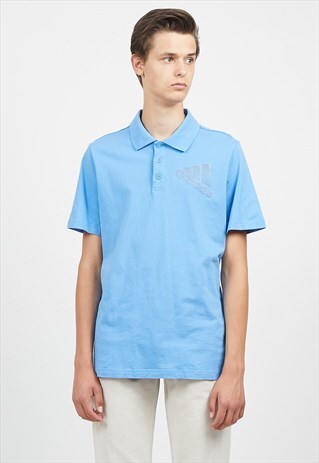 VINTAGE BLUE ADIDAS SHORT SLEEVE POLO SHIRT TOP