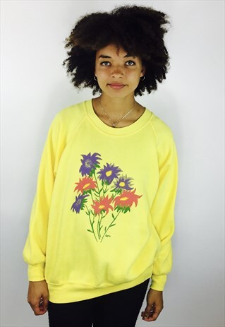 VINTAGE 80S FESTIVAL FLORAL PRINT SWEATSHIRT