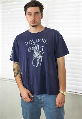 VINTAGE POLO RALPH LAUREN T-SHIRT LOGO 90S L 6