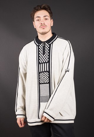 BEIGE AND PATTERN KNIT JUMPER BY CARLO COLLUCCI