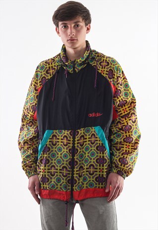 VINTAGE ADIDAS ORIGINALS TRACKSUIT 90S BLACK YELLOW AZTEC