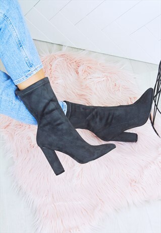 OLIVIA GREY SUEDE ANKLE BOOTS