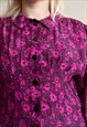 VINTAGE 80S LONG SLEEVE DITSY FLORAL BUTTON UP MIDI DRESS