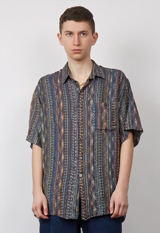 VINTAGE 80'S MISSONI SKETCH STRIPE PRINT SHIRT