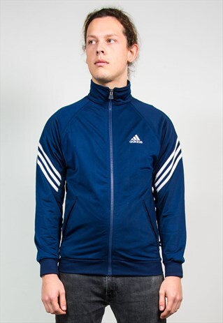 ADIDAS 90'S VINTAGE NAVY BLUE TRACKSUIT JACKET TOP