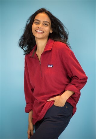 VINTAGE 90S PATAGONIA HALF ZIP FLEECE JUMPER RED