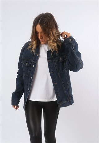 DENIM JACKET OVERSIZED FITTED VINTAGE UK 16 (BF4L)